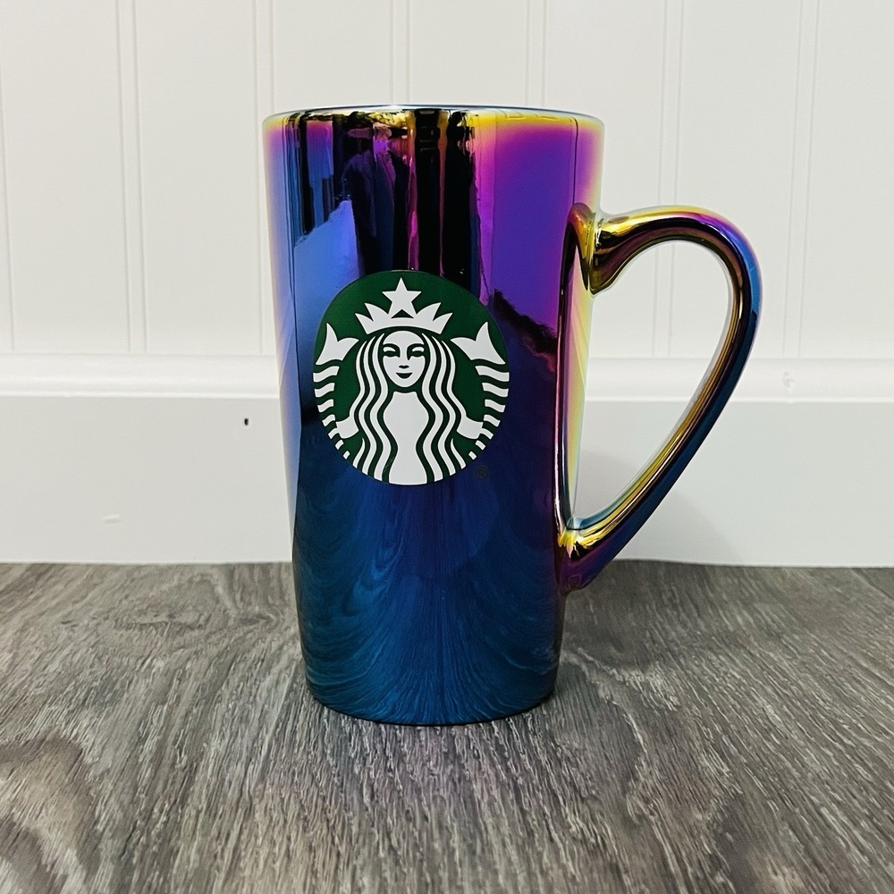 Starbucks Coffee Cup Mug 16oz Rainbow Holographic Iridescent Oil Slick 2022